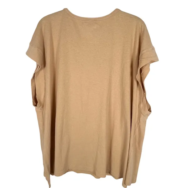 Aerie Summer Breeze Notch Neck T-Shirt Womens XL Tan‎ Cotton Relaxed Slouchy - Image 4