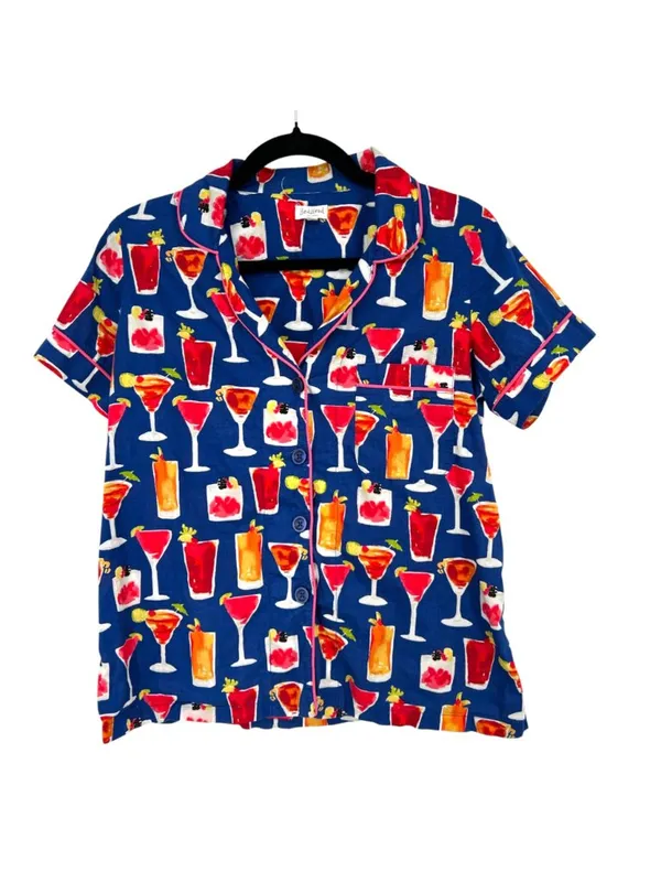 BedHead Mixed Drinks Cocktail Print Pajama Set Short Sleeve Capri Size Small - Image 2