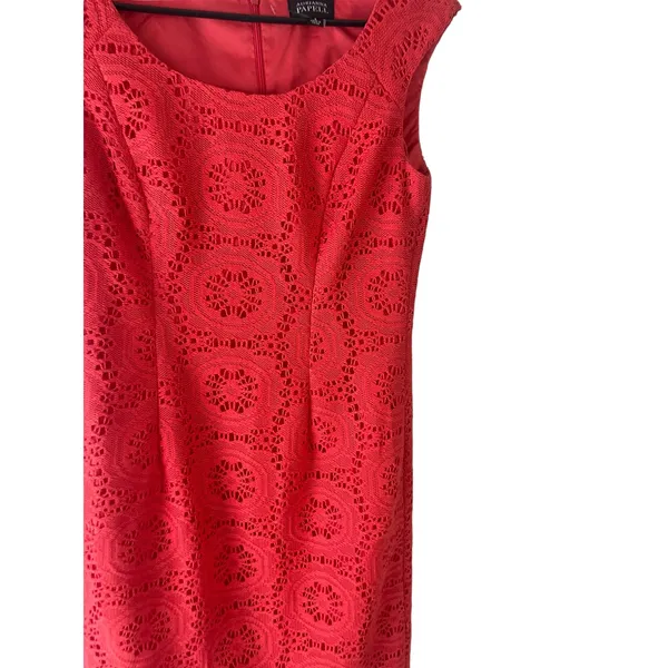 Adrianna Papell Women's Size 8 Coral‎ Pink Sheath Knee High Dress - Image 2