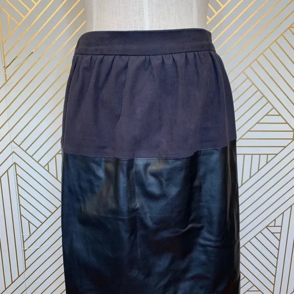Zara Basic Black Faux Suede Leather Pencil‎ Skirt - Image 2