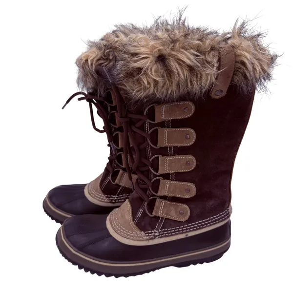 Sorel Women's Brown Joan of Arctic Leather Tall Lace Up Snow Boots Size 8 - Image 5