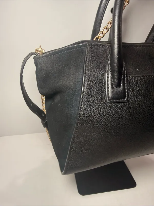 Michael Kors Avril Small Black Pebbled Leather & Suede Satchel - Image 7