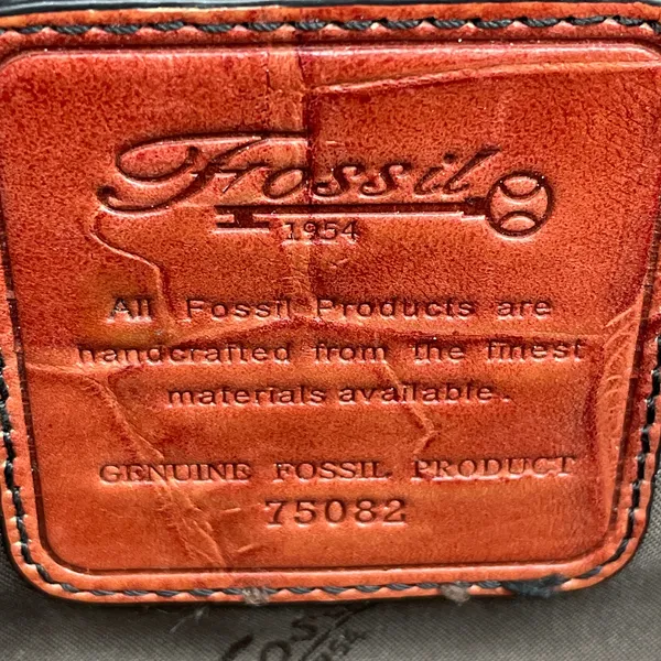 Fossil Burgundy Brown Leather Shoulder Bag Croc Embossed Print 7x11" 75082 - Image 5