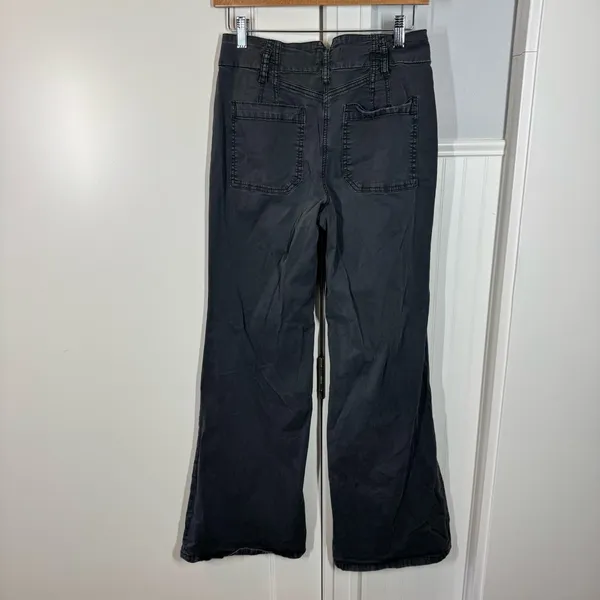 Anthropologie Maeve Wide Leg‎ Full Length Pants Size 27 washed gray patch pocket - Image 4