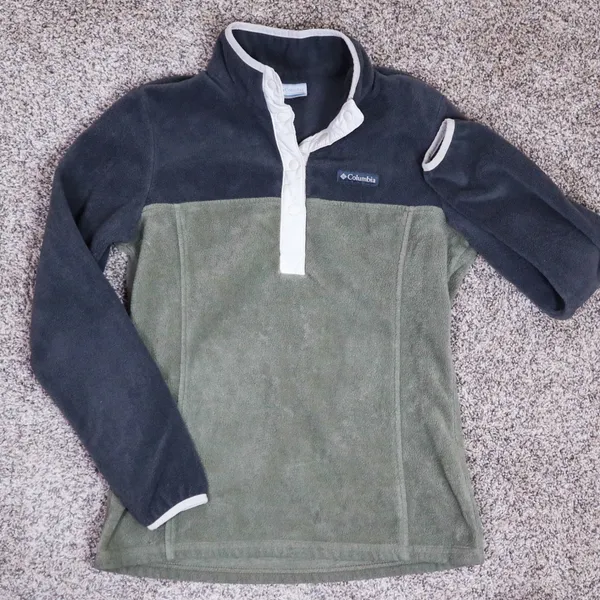 Columbia Benton Springs Snap Fleece Pullover Womens XS‎ Grey Green AL1302 - Image 4
