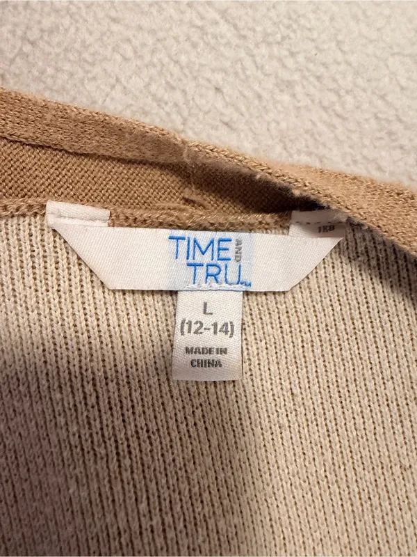 Time & Tru Lightweight Camel Open-Front Women's Sweater Cardigan - Image 3