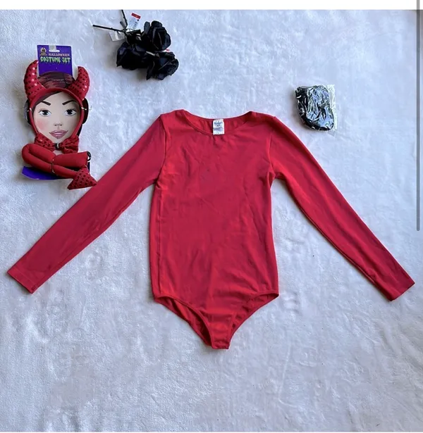 Spirit Halloween Long Sleeve Red Bodysuit Devil Costume Sz S/M - Image 2
