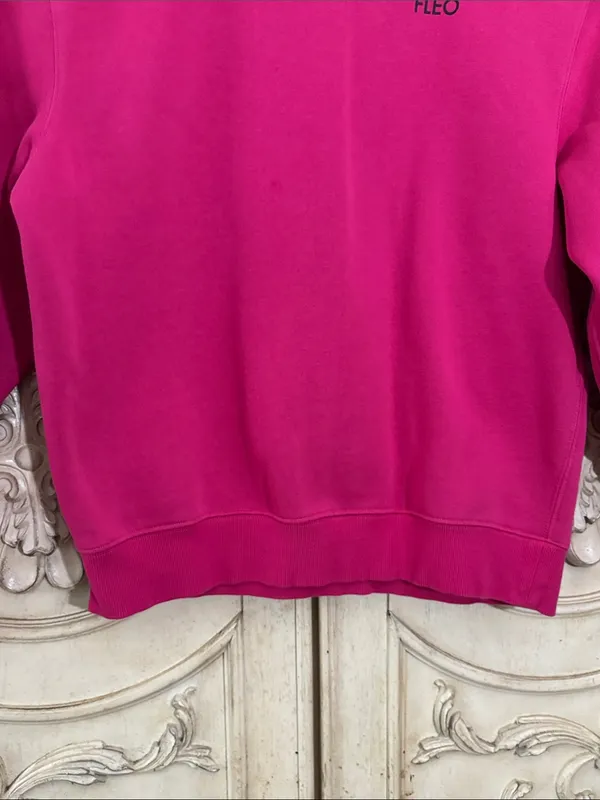 Fleo Cotton Blend Vibrant Pink Long Sleeve Pullover Crewneck Size Small - Image 5