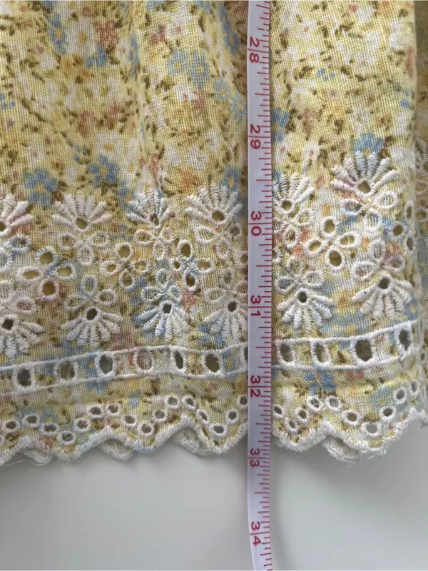 American Eagle Yellow Floral Eyelet Lace Mini Dress XS - Image 13