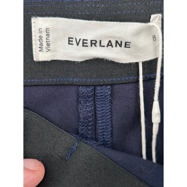 Everlane The Bi-Stretch Work Pant Womens 8 Side Zip Slim Leg Navy Blue Ankle New - Image 5