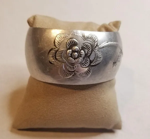 Aluminum Floral Cuff Bracelet Silver - Image 3