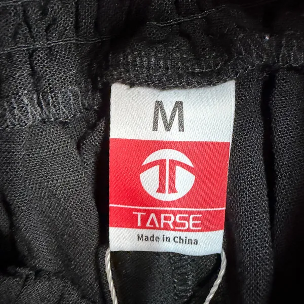 TARSE Medium Wide Leg Palazzo Pants Black Linen Blend Contrast Stitch Boho Viral - Image 7