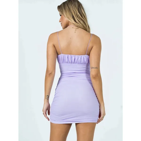 Princess Polly Penney Mini Dress Purple‎ Size 8 Spaghetti Strap Ruched - Image 3