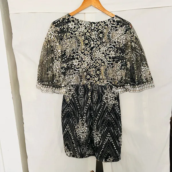 Here Comes The Sun Cape Sleeve Embellished Wrap Dress - Image 8