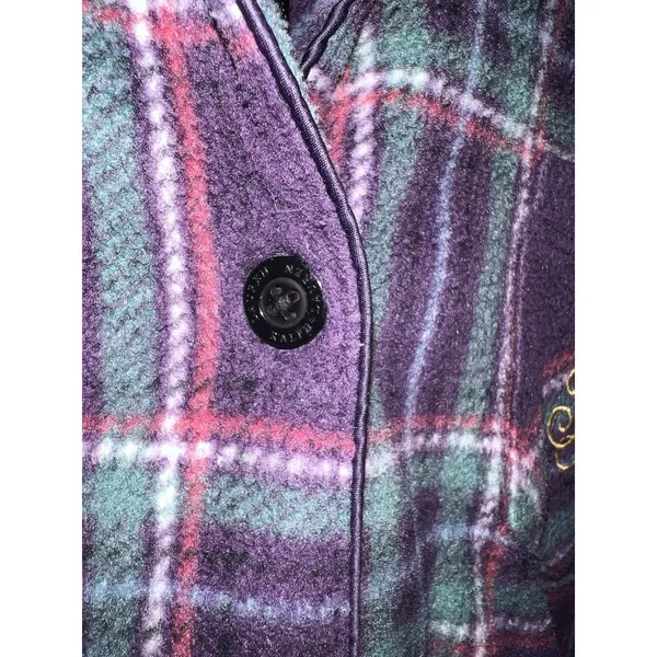 Lauren Ralph Lauren XS Plaid Fleece Sleep Shirt Pajama Top LRL‎ Purple - Image 5