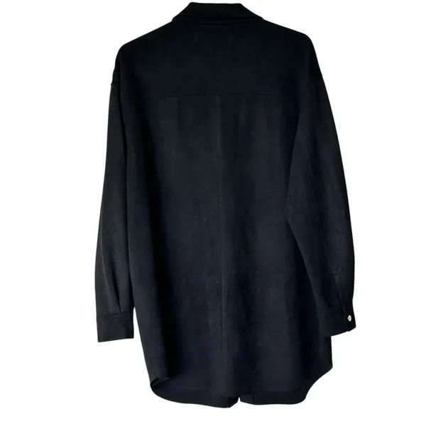 ZARA M Faux Suede black snap button shirt jacket size M - Image 2