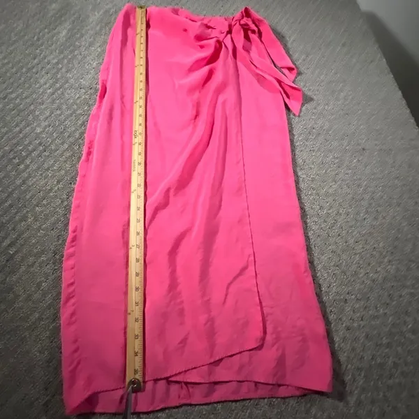 Zara Midi Skirt Womens Small Vibrant Pink‎ Faux Wrap Side Knot Summer - Image 7
