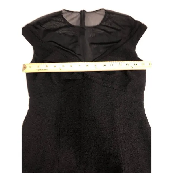 David Meister Dress Size 4 Black Sheer Top Short Sleeve Chic Classic USA - Image 6