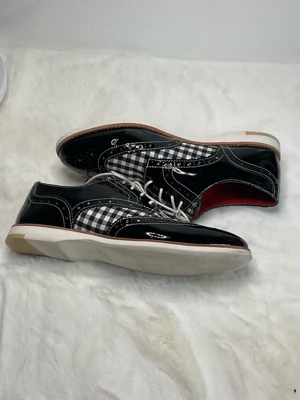 Johnston & Murphy Women’s Black Patent Leather Gingham Wingtip Oxford Shoes Size 7M - Image 5