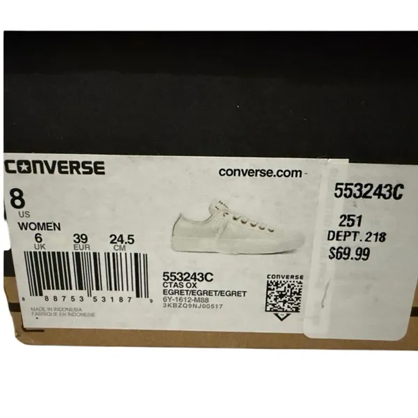 Converse Chuck Taylor All Star OX Egret 8 EUC - Image 3