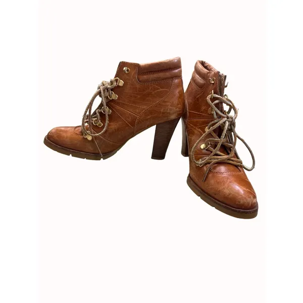Michael Kors women’s brown leather ankle boots size 10M Sakai 5411 - Image 2