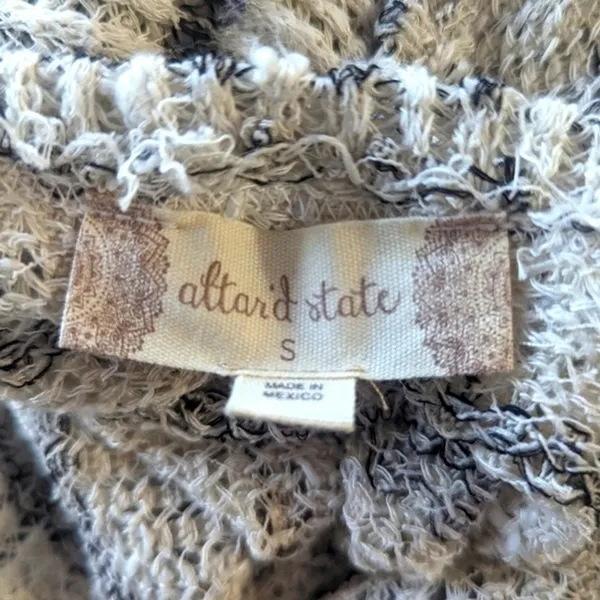 Altar'd State Pullover Small White Black‎ Striped Knit V Neck Tie Front Sweater - Image 7