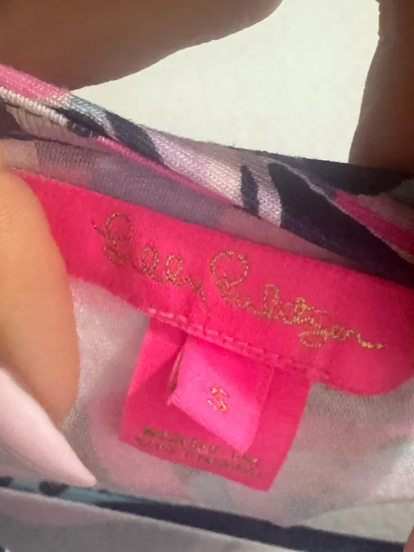 Lilly Pulitzer Navy Tropical-Print Halter Jumpsuit with Pink Accents - Image 8