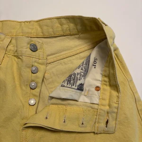 Levi's 501 Original Fit Jeans Womens 29 Yellow Straight Leg Button Fly Denim - Image 7