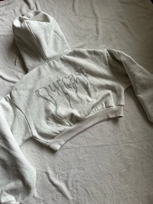 Outcast Clothing Nya Cropped Hoodie Grey - Image 8