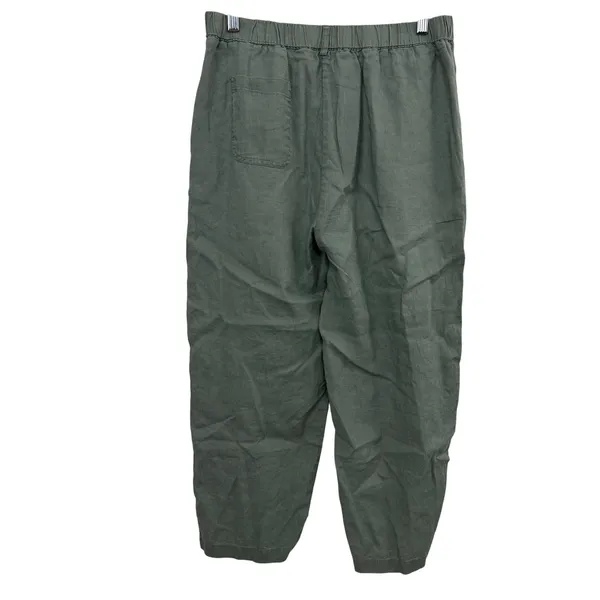 Quince Pants Womens Size M Green 100% Linen Elastic Waist Tapered Leg Casual - Image 5