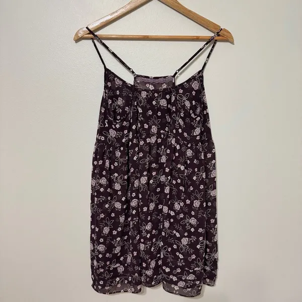 Y2K Victoria’s Secret Floral Mini Slip Dress Size Medium Babydoll Purple Lace - Image 6