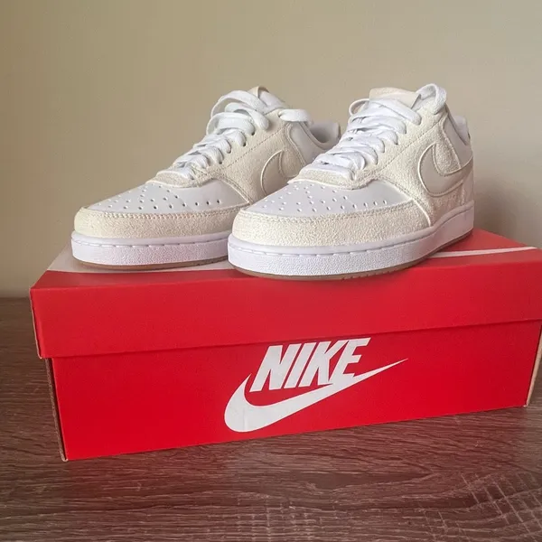 New Nike Court Vision Low White and Cream Sneakers (Women) Size 6.5M - Image 2