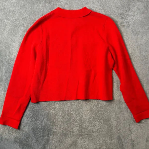 Sezane Betty Cardigan Merino Wool Knit Sweater Womens‎ M Red Button Preppy Crop - Image 11