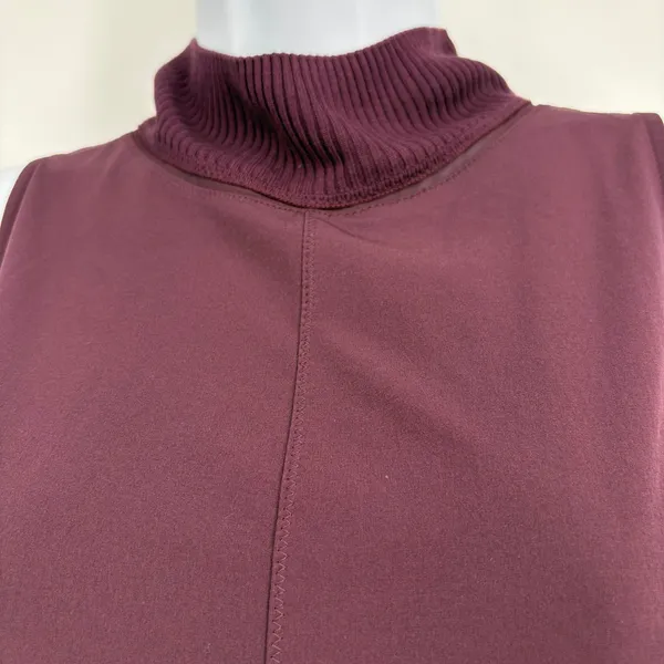 Athleta Initiative Mock Neck Mini Shift Dress Women SM Tall Plum Sleeveless Zip - Image 5