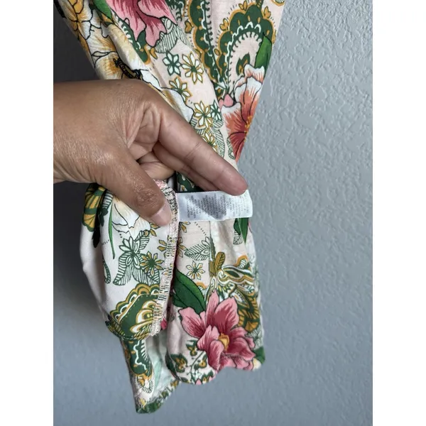 Ann Taylor LOFT Floral Sleeveless Blouse Botanical Cottagecore Boho Top Large Back Tie - Image 7