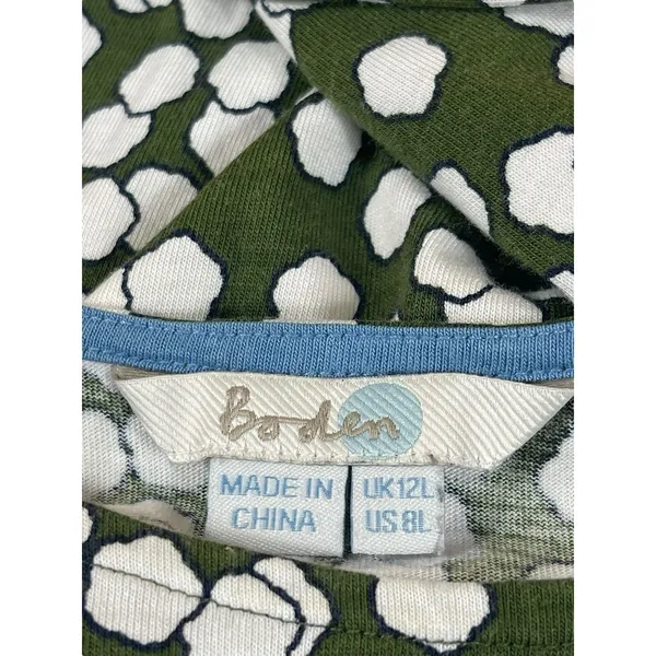 Boden Green White Floral Dress 8L Short Sleeve Fit & Flare Pockets Modal - Image 8