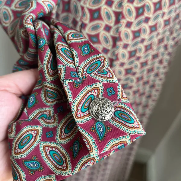 Vintage 1980s‎ Schrader Paisley Pleated Grandma Core Midi Length Dress Size 12 - Image 6