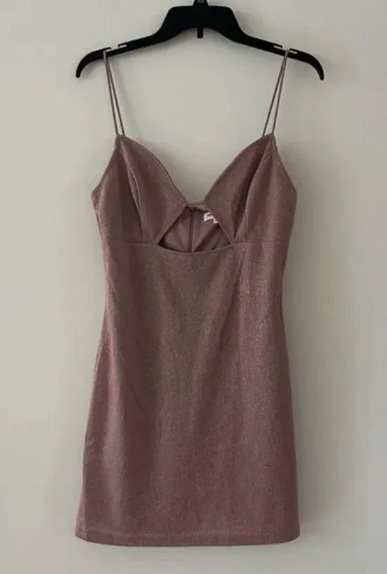 Superdown Revolve Grabriella Cut Out Pink Sparkle Mini Dress Size M - Image 2