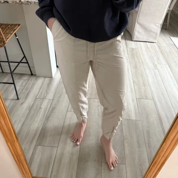 GapFit Crinkle Nylon Joggers Birch Cream Lightweight Athletic Pants Women XS - Image 3