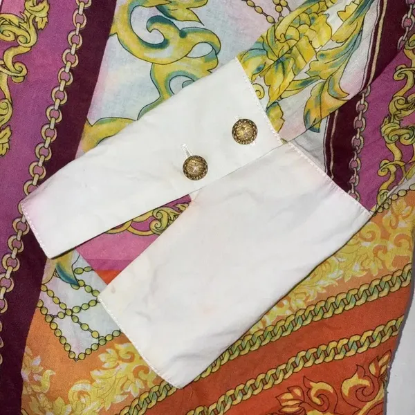 VIPAVADEE STUNNING Luxury Designer PRINT BUTTON FRONT‎ SHIRT 3/4 SLEEVES SZ S - Image 7