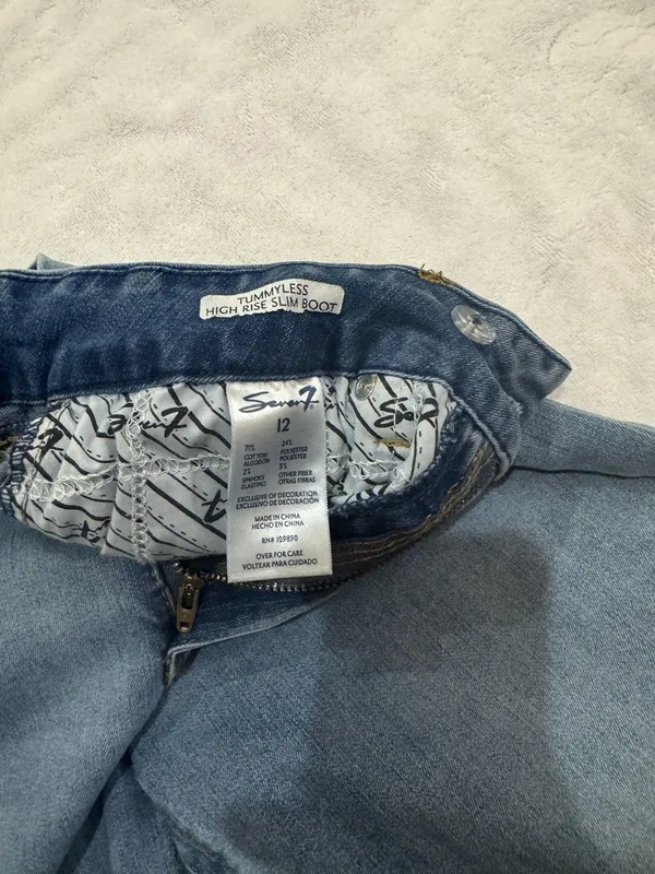 7 For All Mankind Tummy less High Rise Slim Bootcut Medium Wash Jeans Sz 12 - Image 9