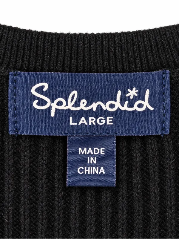 Splendid Black Ribbed Scoop Neck Long Sleeve Top Size Large - Image 2