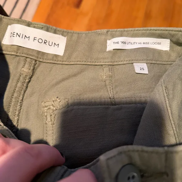 Denim Forum The '90s Utility Hi-Rise Loose Jean Bitter Sage Sz 25 - Image 5