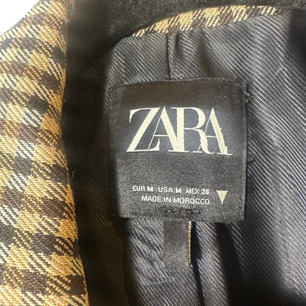 Zara Plaid Blazer Brown Tan - Image 3