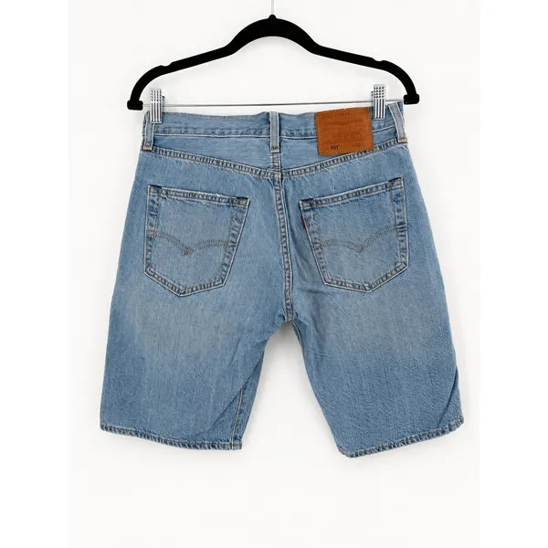 Levi's 501 Bermuda Shorts Womens Sz 30 Blue Distressed Button Fly Denim Classic‎ - Image 2