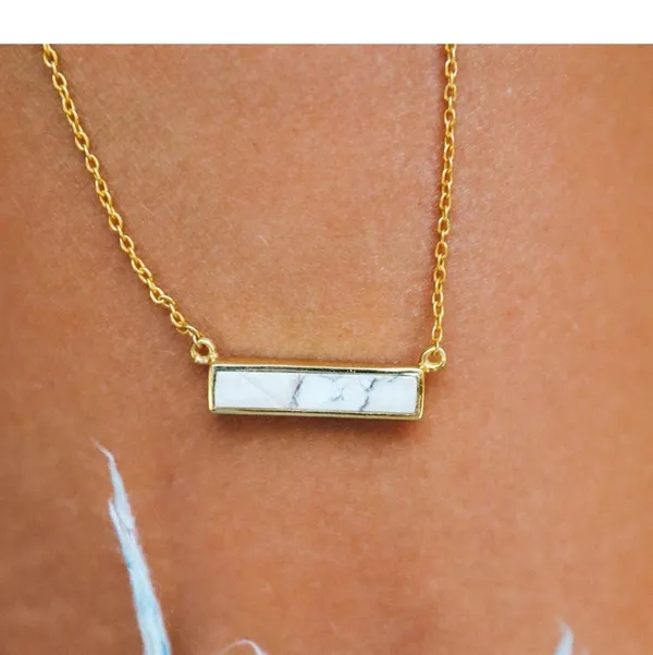 NEW‎ Gold Howlite Bar Necklace - Image 7