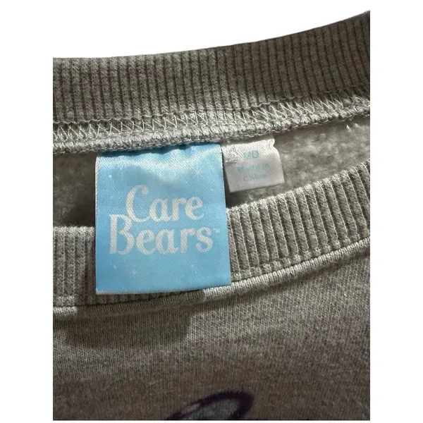 Care Bears Cheer Bear Gray Graphic Cropped Sweatshirt Fleece Pullover Medium - Image 2