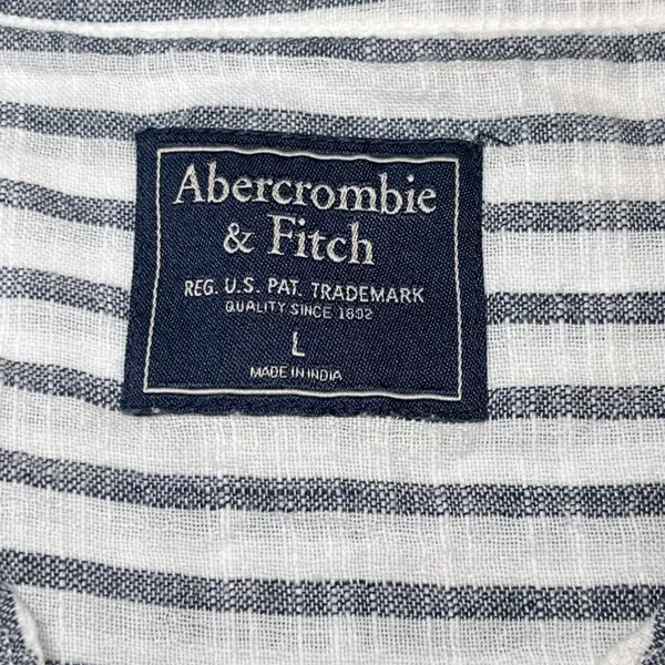Abercrombie & Fitch White & Black Striped Lace Up Boho Top Size Large Cotton - Image 6