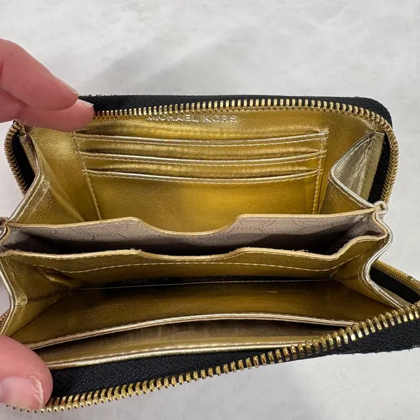 Michael‎ Kors Black Snake-Embossed Wristlet with Gold Plate - Image 5