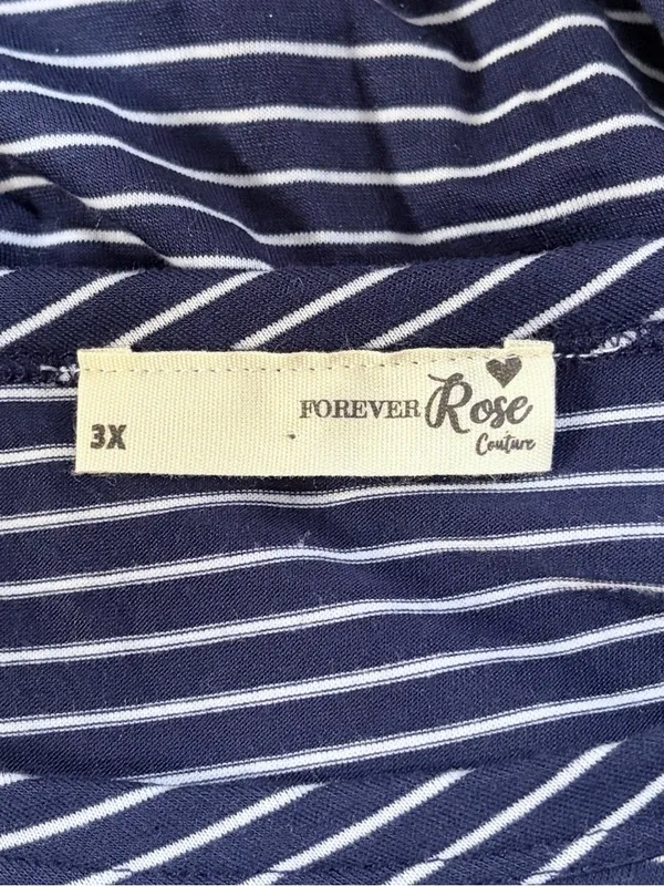 NWOT Plus Size Navy Blue Striped Maxi Dress Detachable Necklace 3X - Image 3